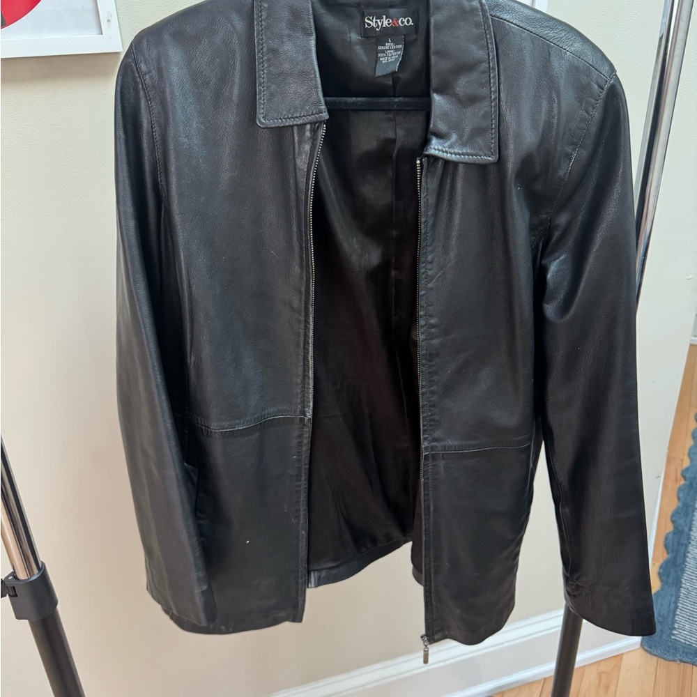 Style & Co. Black Leather Jacket